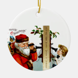 Call to Santa Ceramic Ornament