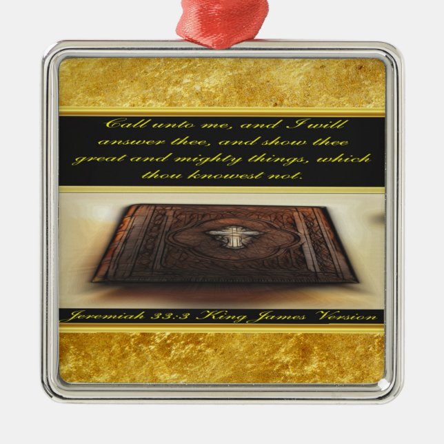 Call unto me, and I will answer thee Jeremiah 33:3 Metal Ornament (Front)