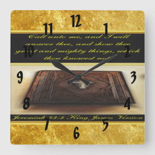 Call unto me, and I will answer thee Jeremiah 33:3 Square Wall Clock