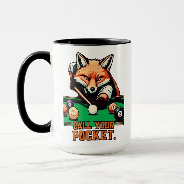 Call Your Pocket Pool Playing Fox Mug (Left)