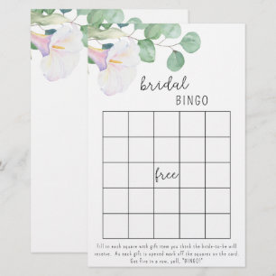 Calla and eucalyptus - bridal shower bingo game