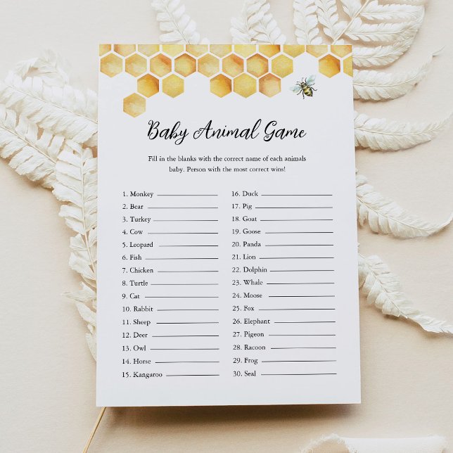 CALLA Bee Baby Animal Baby shower Carte de jeu (Créateur téléchargé)