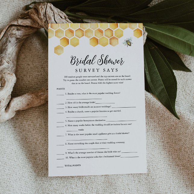 CALLA Bee Bridal Shower Survey Says Game Card (Creator Uploaded)