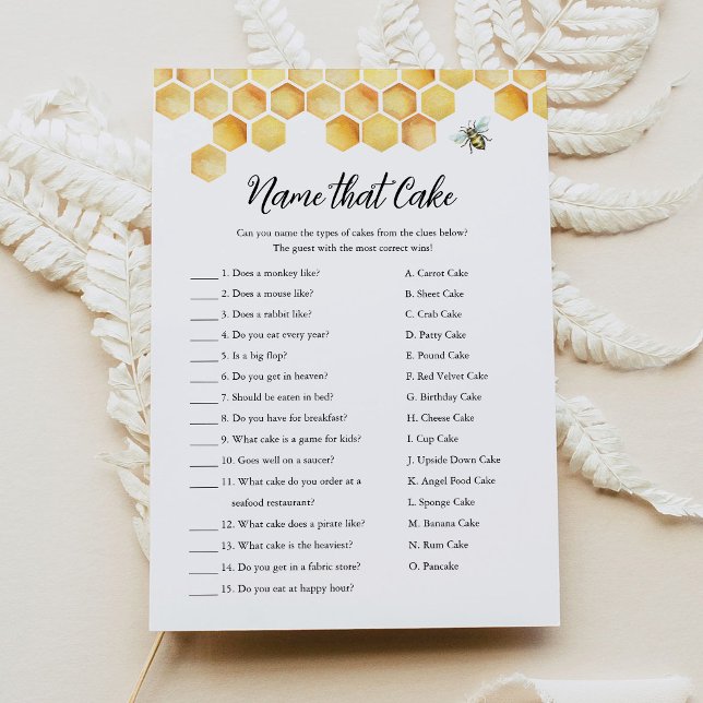 CALLA Bee Nom Qui Cake Fête des mariées Carte Jeu (Créateur téléchargé)