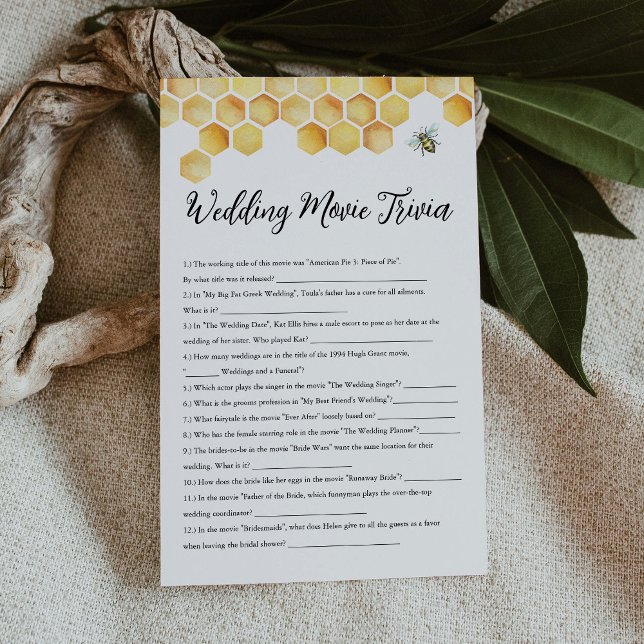 CALLA Bee Wedding Movie Trivia Bridal Shower Game (Creator Uploaded)