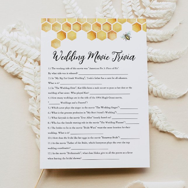 CALLA Bee Wedding Movie Trivia Bridal Shower Game Invitation (Creator Uploaded)