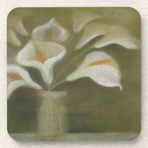 Calla Cut Flowers In A Vase Artistic Still Life Coaster