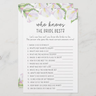 Calla flowers - Who knows the bride best game
