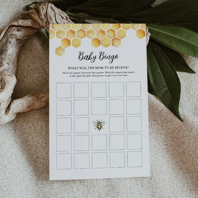 CALLA Honey Bee Baby shower Carte de Bingo (Créateur téléchargé)