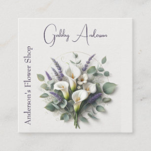 Calla Lilies and Lavender Square Business Card