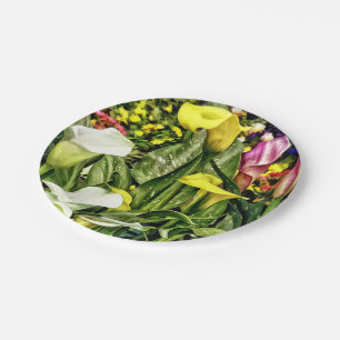 Calla Lilies and Pansies Paper Plate