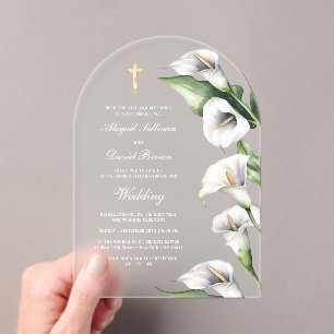 Calla Lilies Arch Wedding Acrylic Invitations