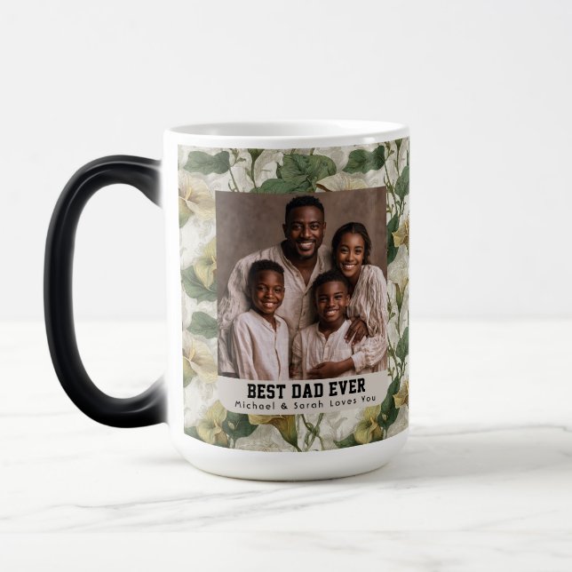 Calla Lilies Bouquet Best Cat Dad Keepsake Magic Mug (Left)