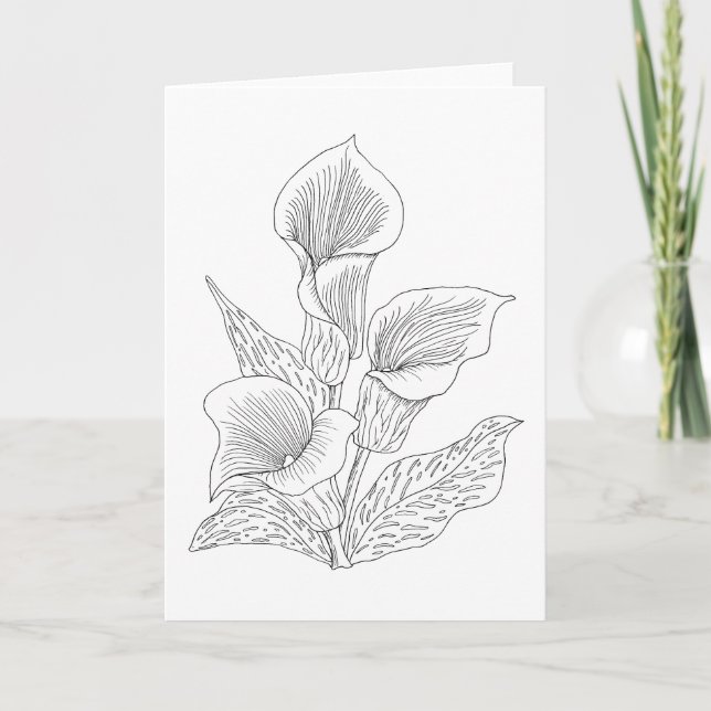 Calla Lilies Colour It Yourself Blank Greeting Card (Front)