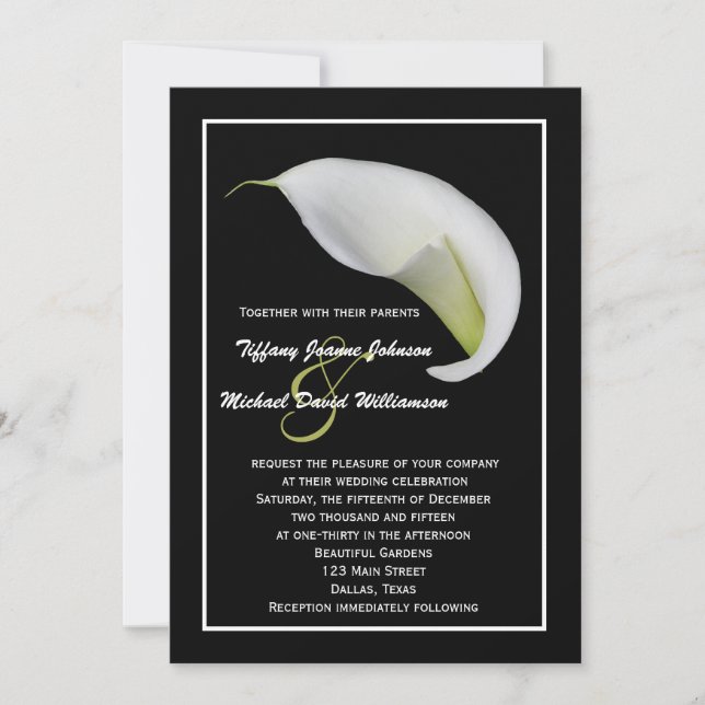 Calla Lilies Faire-part de mariage - Blanc Calla L (Devant)