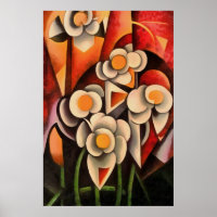 Calla Lilies Geometric Art Abstract In Brown Tones