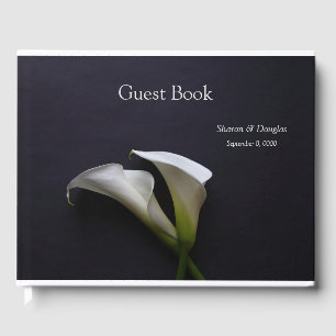 Calla lilies on a dark background guest book