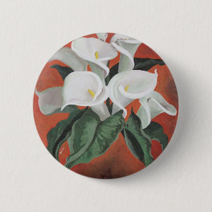 Calla Lilies On A Red Background 2 Inch Round Button