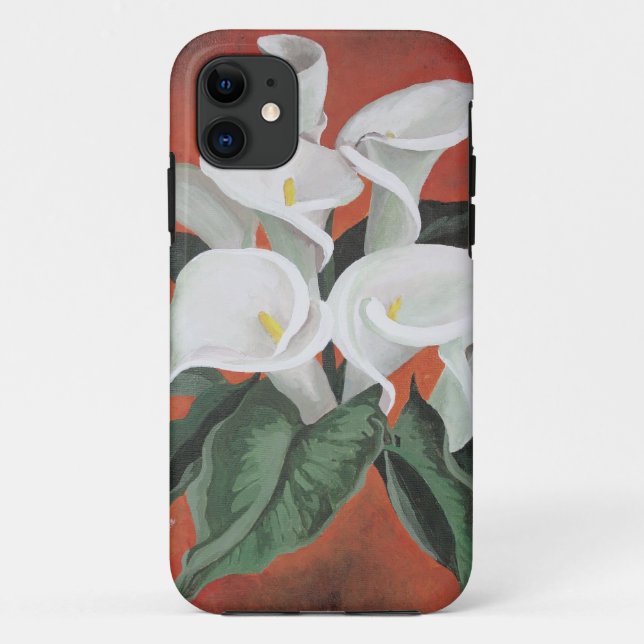Calla Lilies On A Red Background Case-Mate iPhone Case (Back)