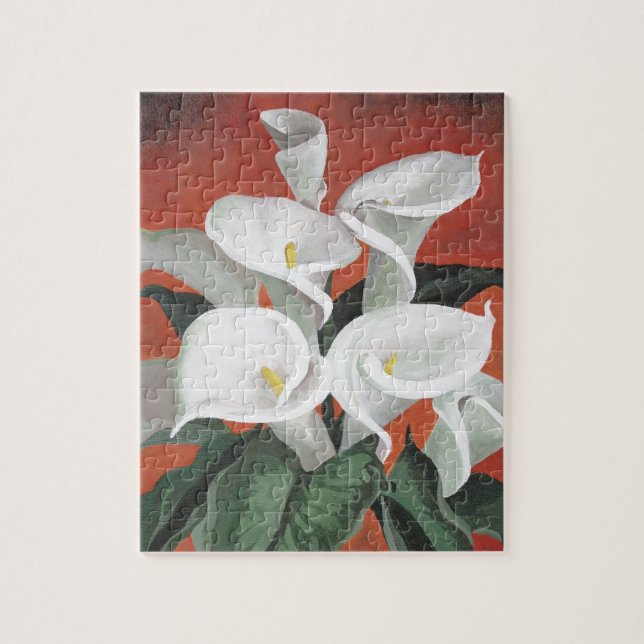 Calla Lilies On A Red Background Jigsaw Puzzle (Vertical)