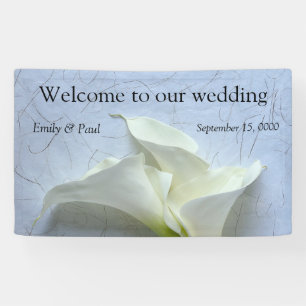 Calla lilies on decorative background banner
