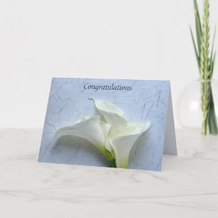 Calla lilies on decorative background wedding card