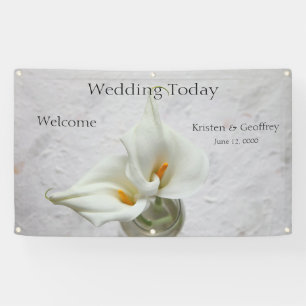 Calla lilies on textured background wedding Banner
