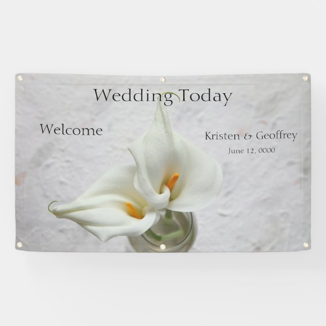 Calla lilies on textured background wedding Banner (Horizontal)