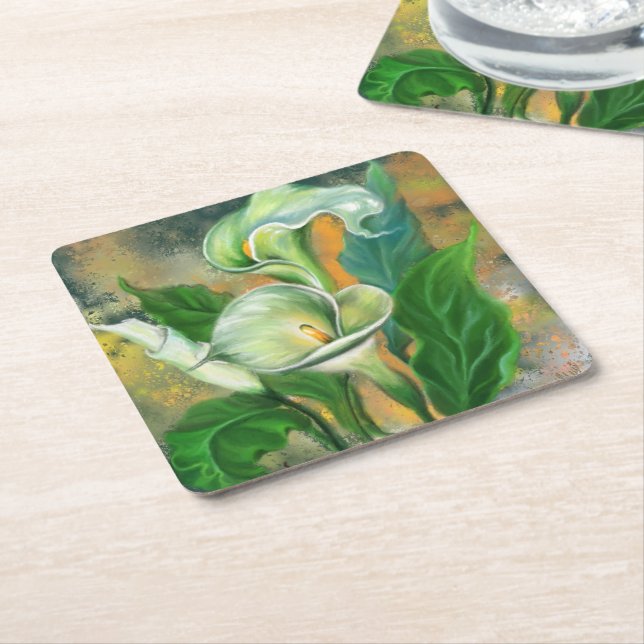 Calla Lilies Paper Coaster (Angled)
