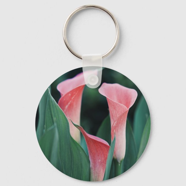 Calla Lilies Pink Flowers Keychain (Front)