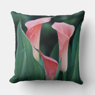 Calla Lilies Pink Flowers Throw Pillow