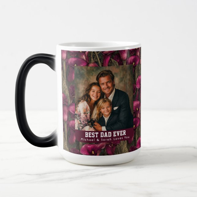 Calla Lilies Print First Time Dad Appreciation Magic Mug (Left)