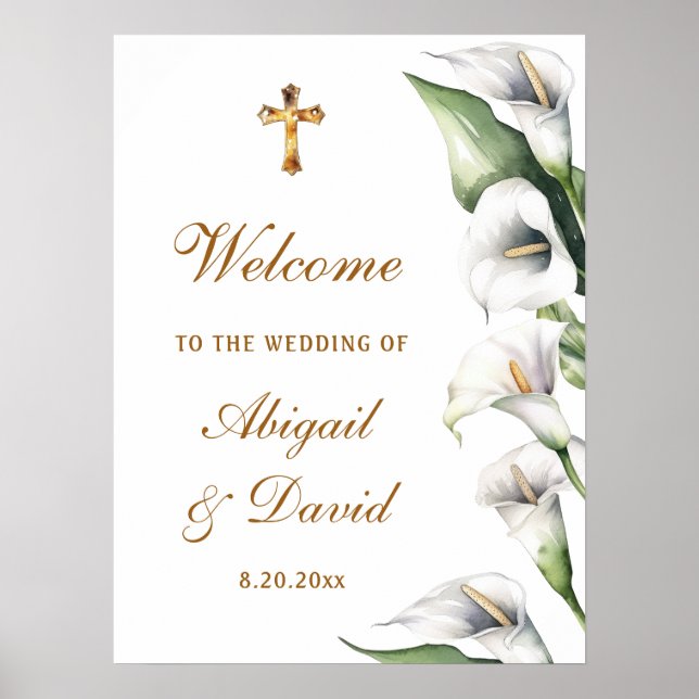 Calla Lilies Religious Wedding Welcome Poster (Front)
