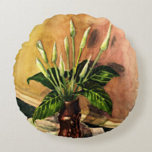 Calla lilies round pillow