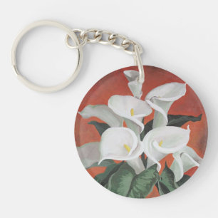 Calla Lilies Sur Un Arrière - plan Rouge