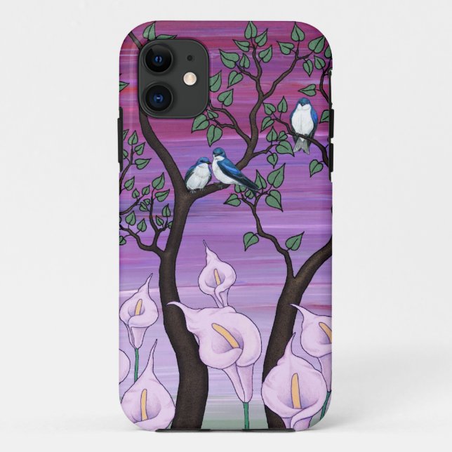 "calla lilies & tree swallows" iphone 5 case (Back)