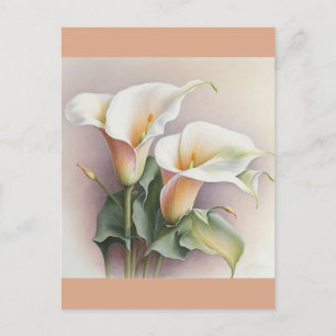 Calla lilies watercolor postcard