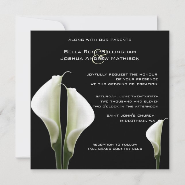 Calla Lilies Wedding Invitation (Front)