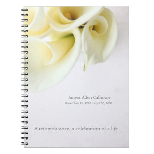Calla lilies with text space notebook