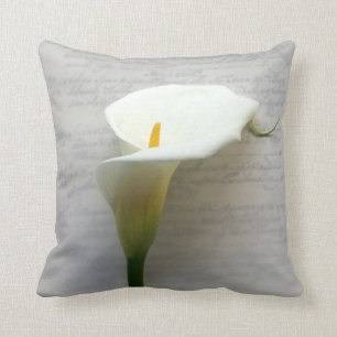 calla liliy on handwriting throw pillow
