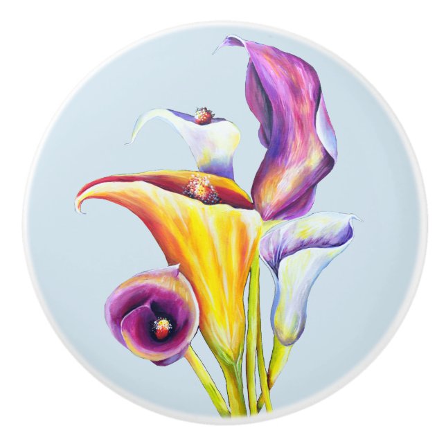 Calla Lillies Ceramic Knob (Front)