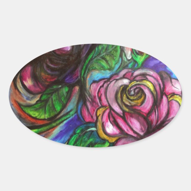 Calla Lillies Oval Sticker (Front)