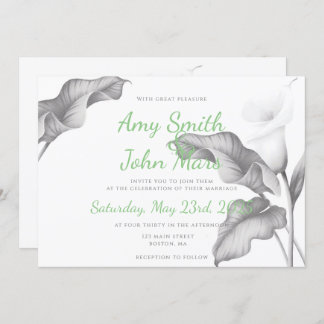 Calla Lilly Black & White Invitation