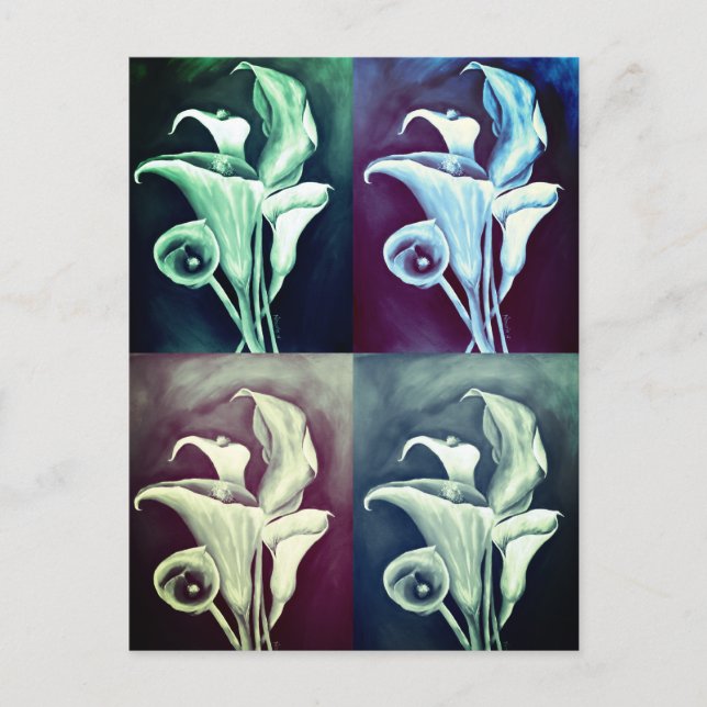 Calla Lilly Modern Vintage Retro Pattern Postcard (Front)