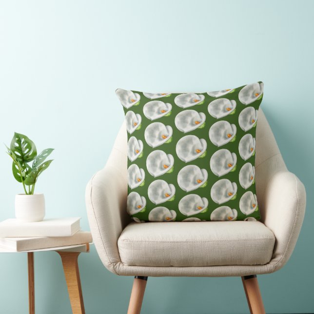 Calla Lilly Pattern Throw Pillow (Chair)