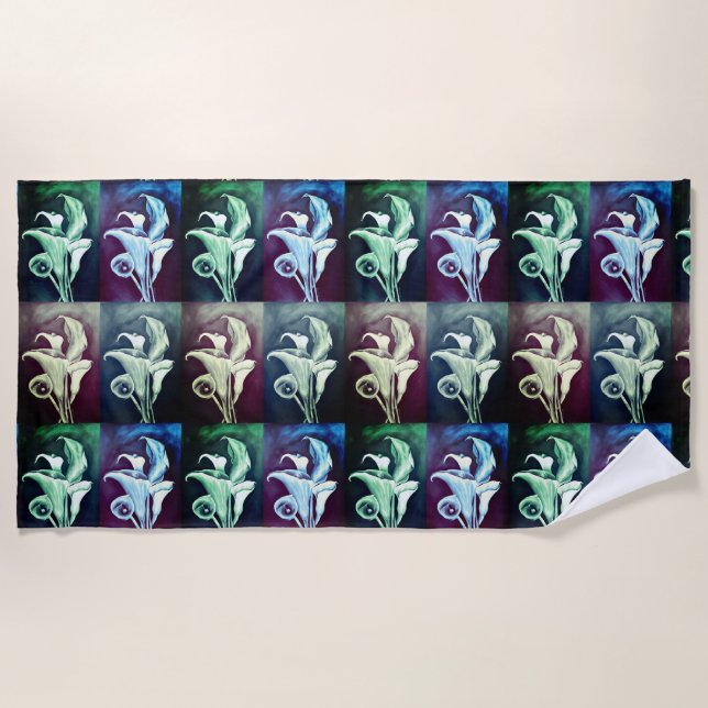Calla Lilly - Retro Pattern Beach Towel (Front)