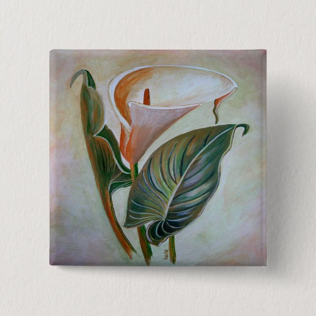 Calla Lily 2 Inch Square Button (Front)