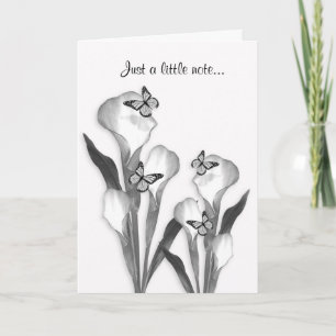 Calla lily and butterflies pencil sketch card
