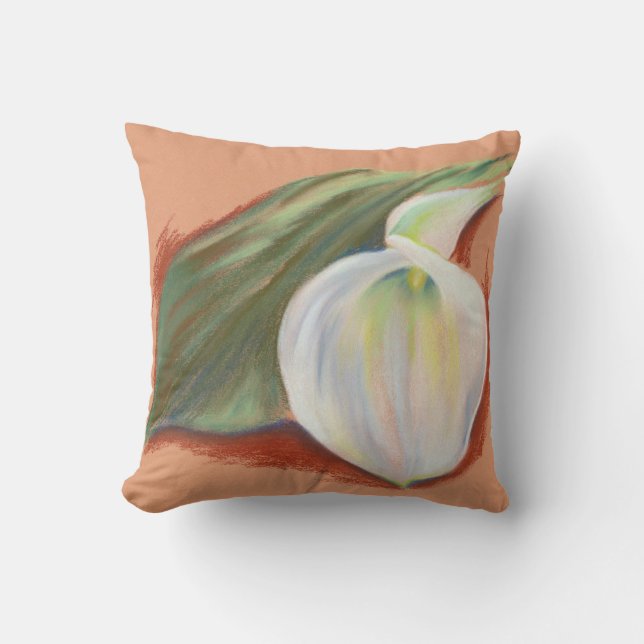 Calla Lily and Leaf Throw Pillow (Front)