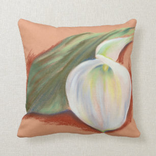 Calla Lily and Leaf Throw Pillow